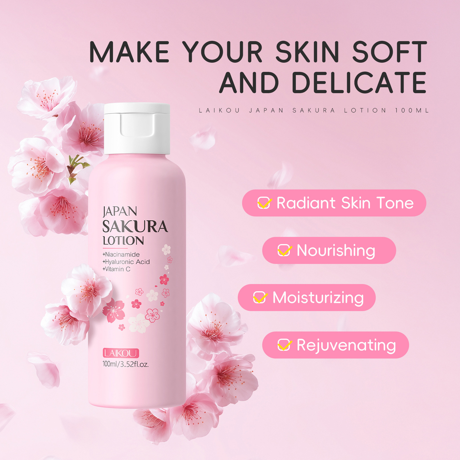 LAIKOU Sakura Lotion 100 мл: У – обзор и цена Niacinamide Pore Shrinking Essence